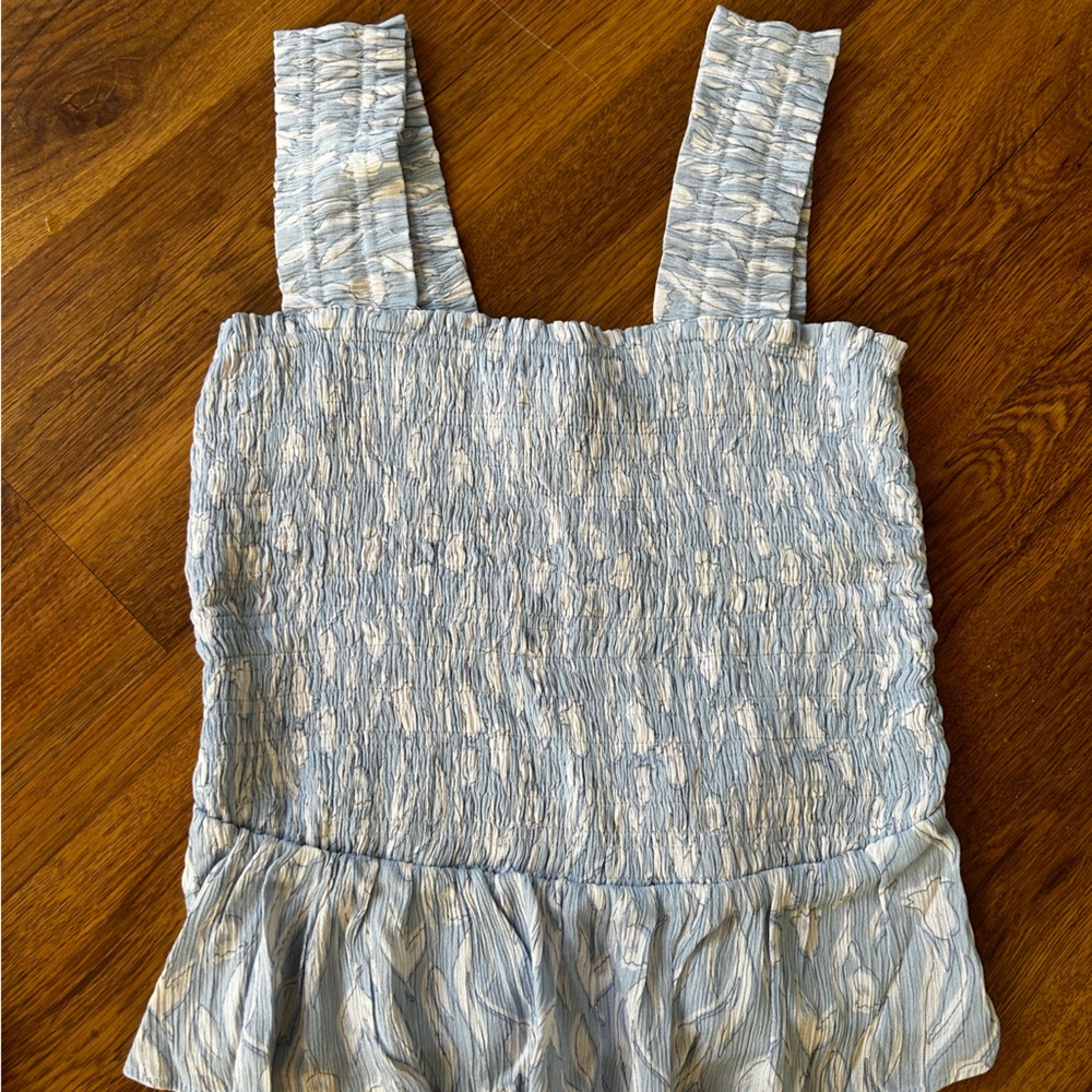 LC Lauren Conrad Light Blue Patterned Top